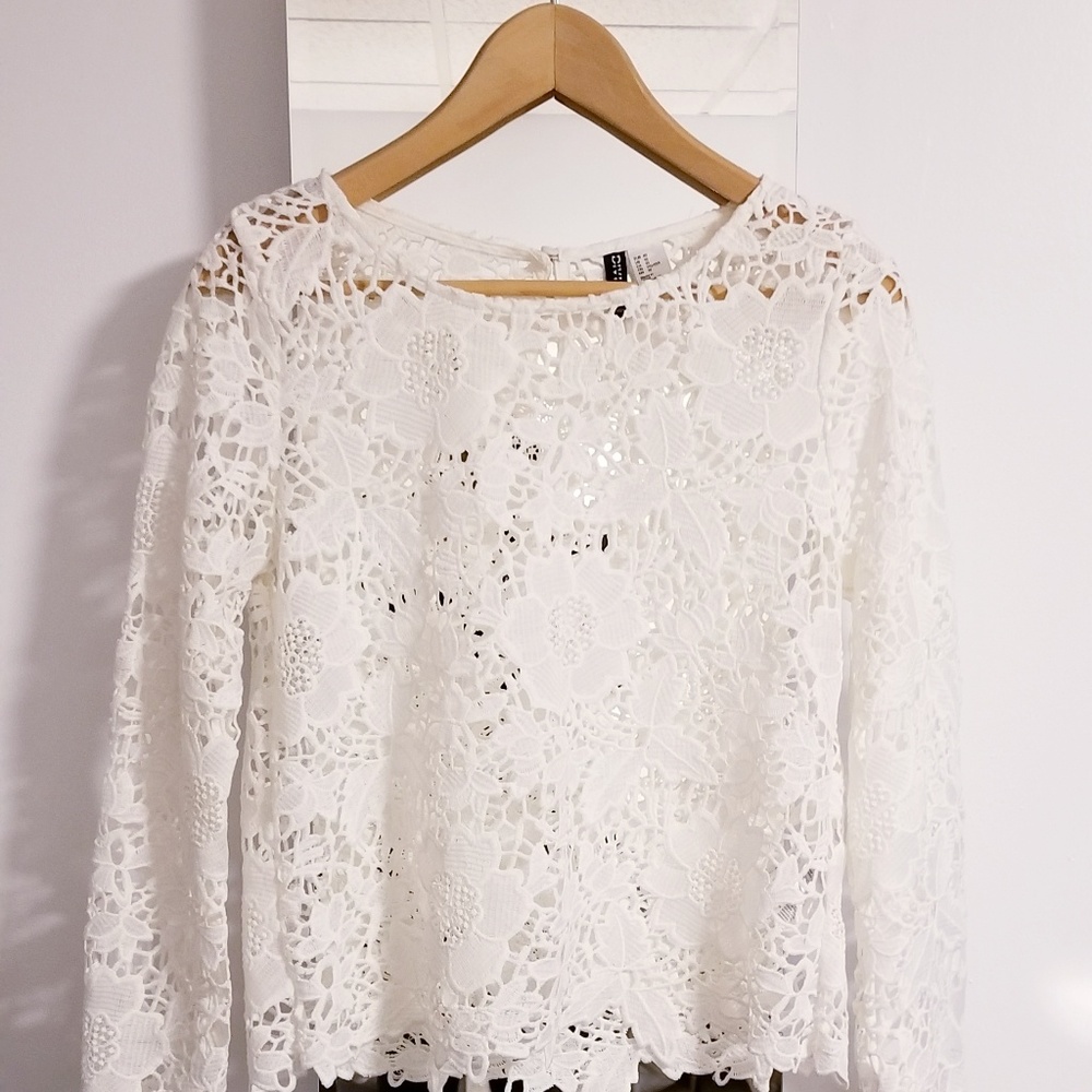Crocheted Off White Top